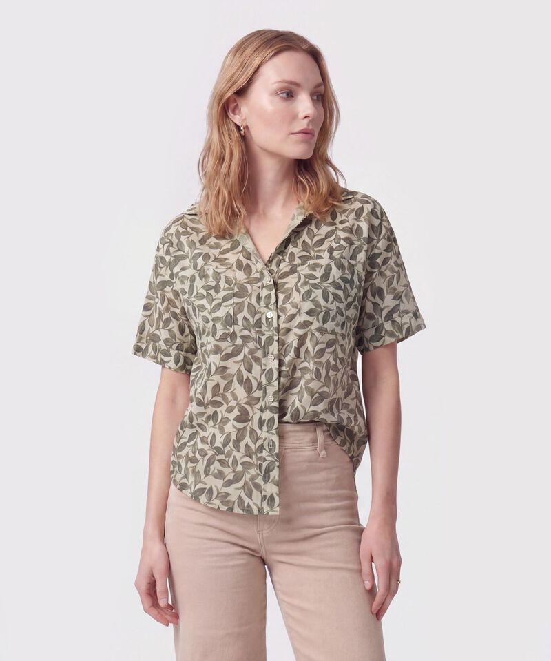Camisa De Mujer Con Bolsillo Doble Frontal