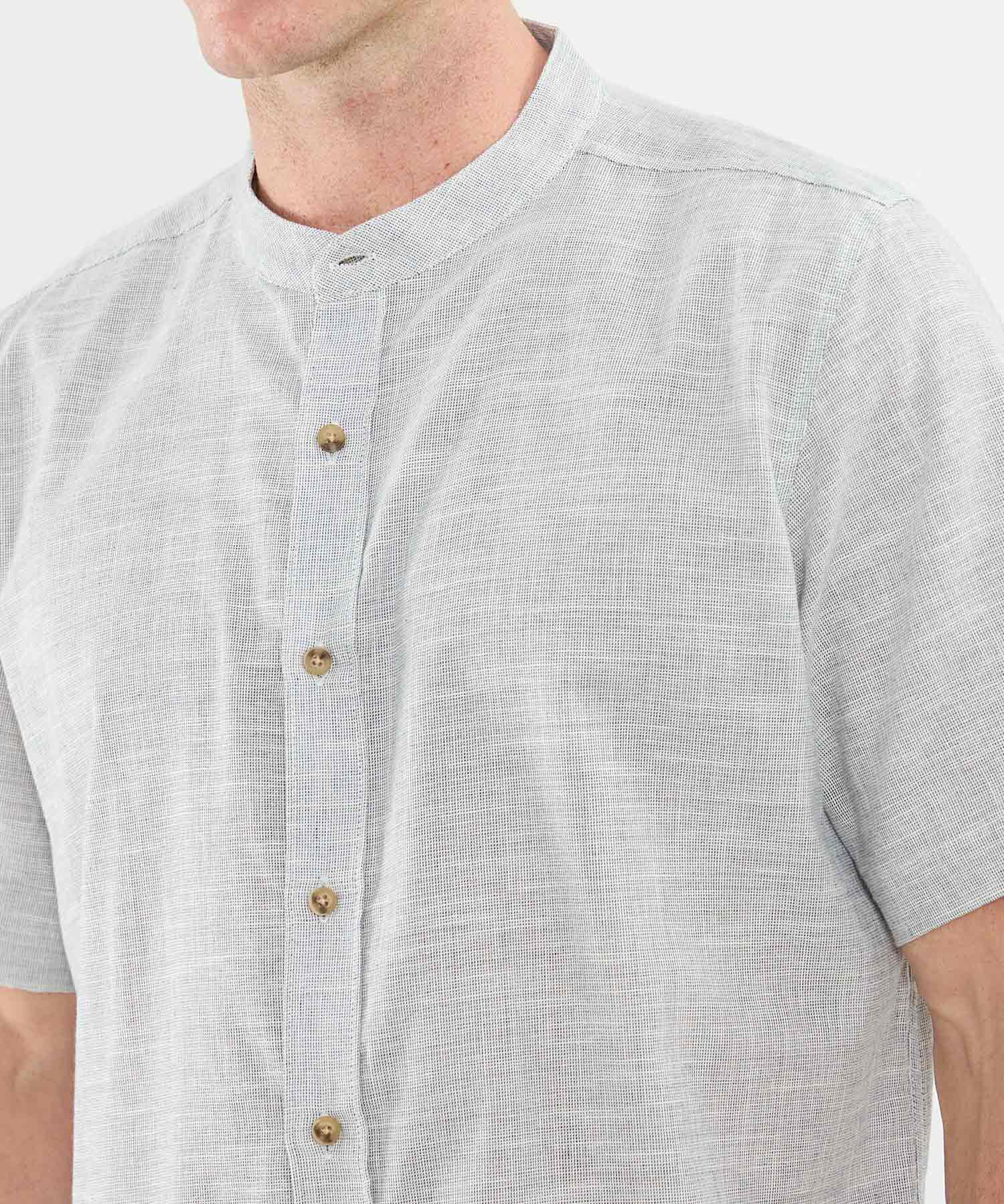 Camisa Manga Corta Cuello Neru Lino Para Hombre