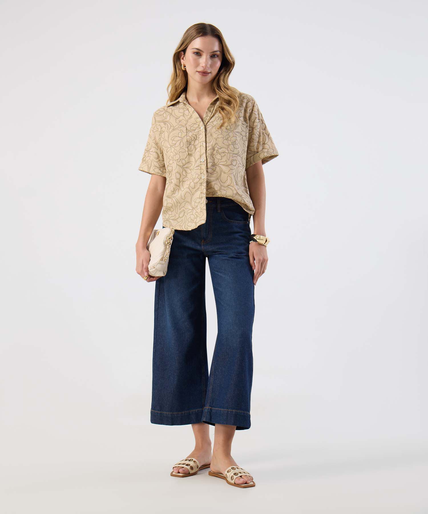 Camisa Con Cierre Frontal Y Solapa Para Mujer