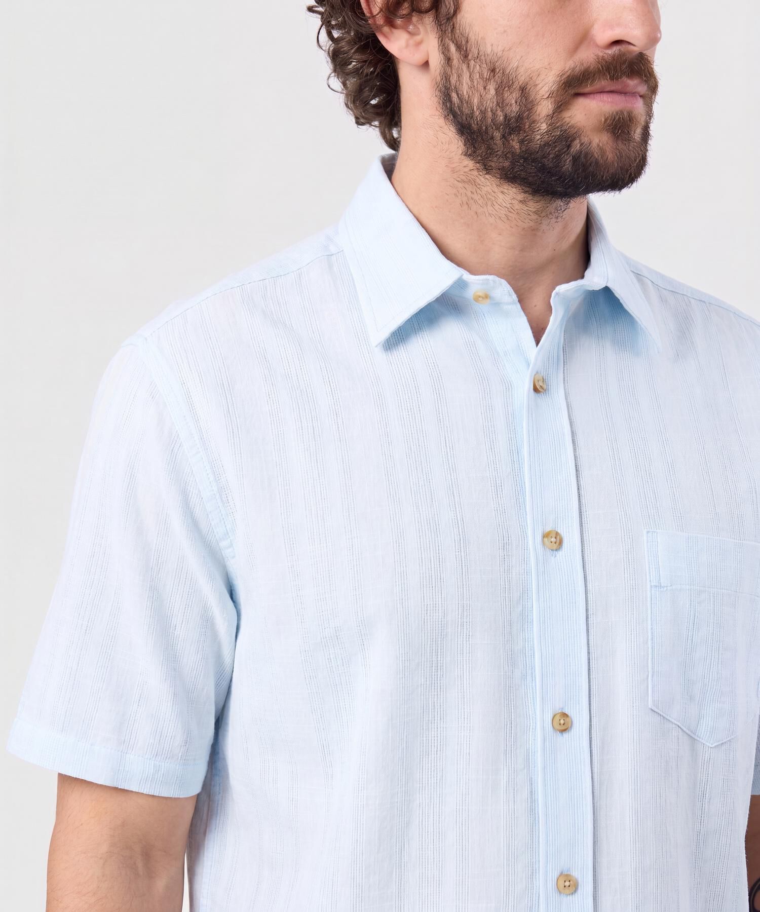 Camisa Manga Corta Texturizada Para Hombre