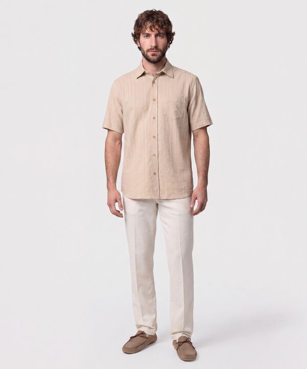 Camisa Manga Corta Texturizada Para Hombre
