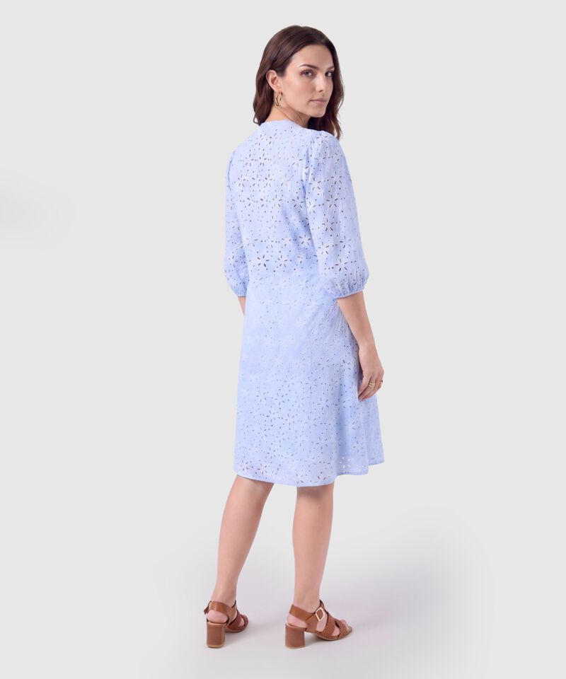 Vestido Corto Bordado Unicolor Para Mujer