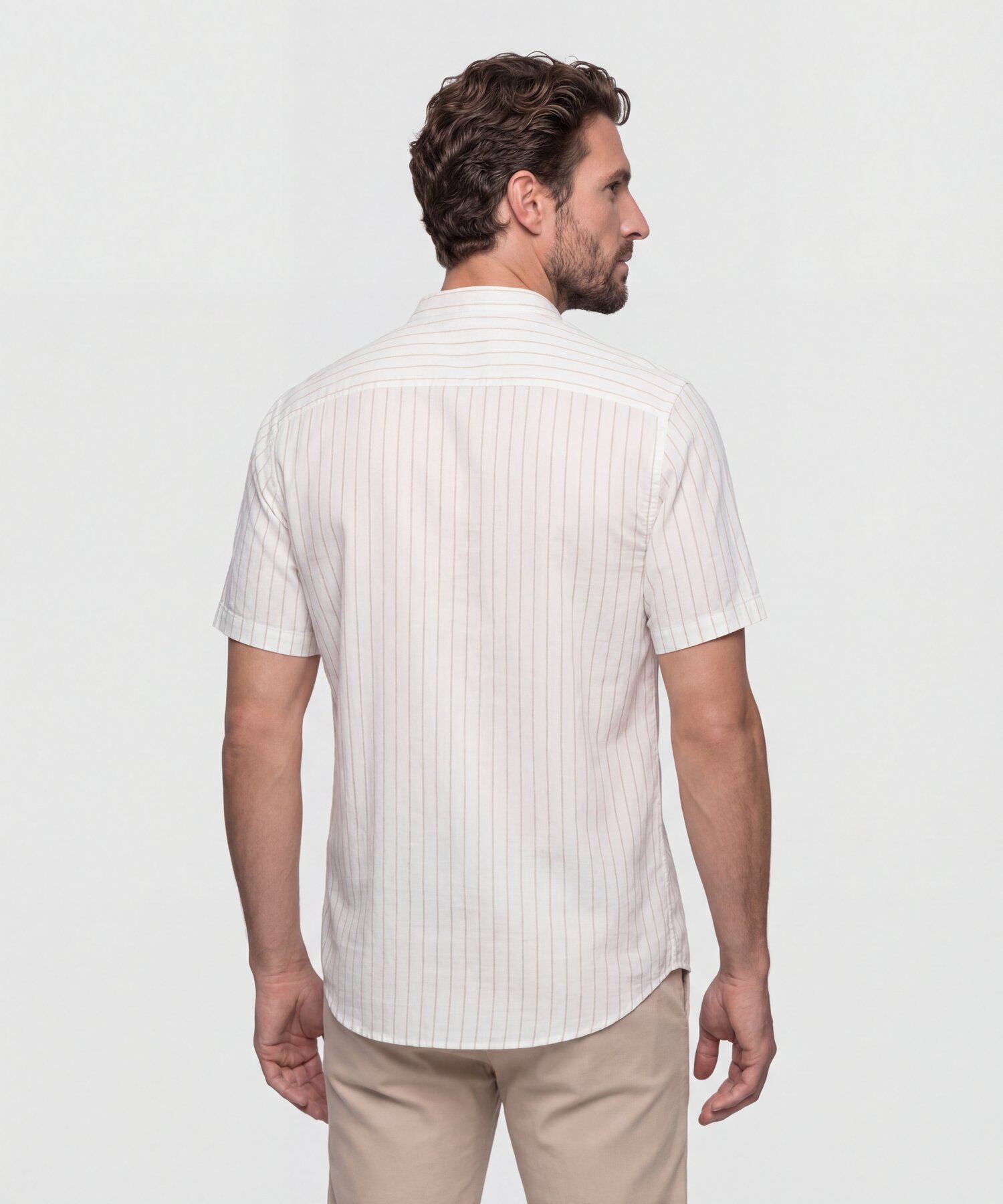Camisa Hombre Manga Corta Cuello Mao
