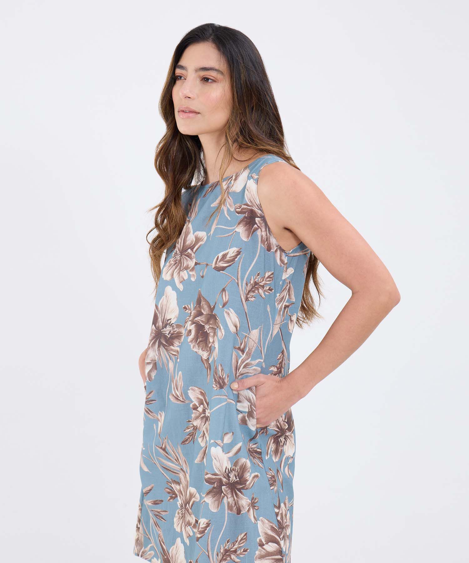 Vestido Con Estampado Floral Manga Sisa