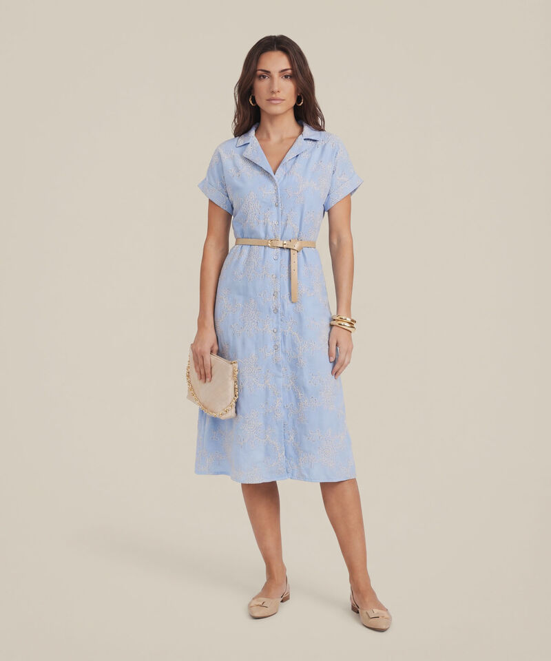 Vestido Camisero con Bordado para Mujer