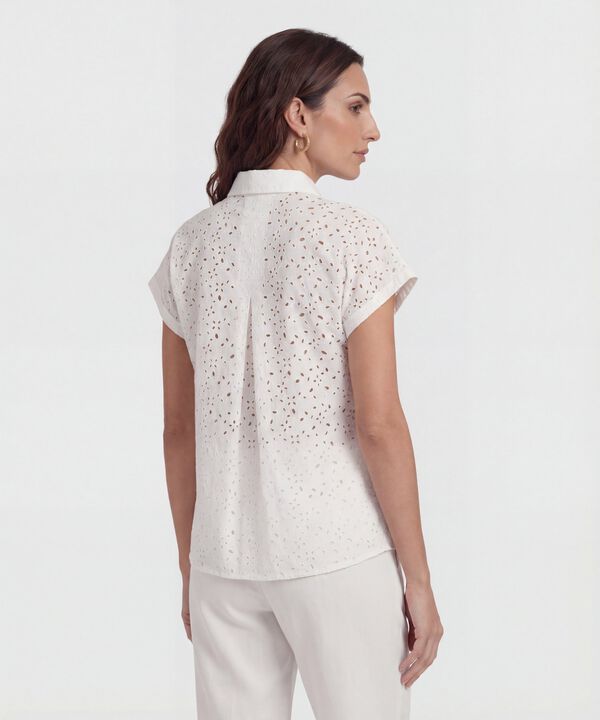 Camisa Manga Corta Con Bordado Para Mujer