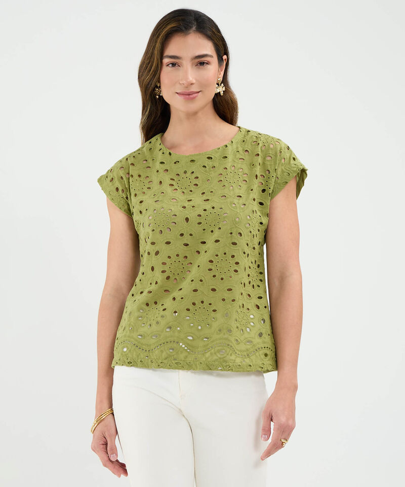 Blusa en Ojalillo Escote Redondo
