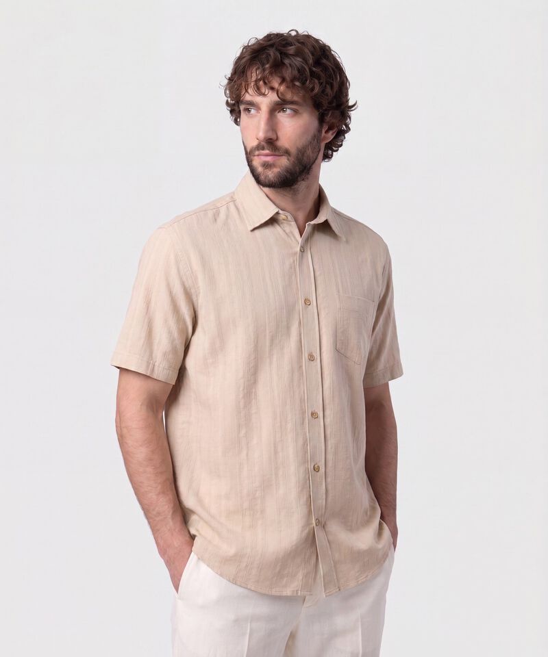 Camisa Manga Corta Texturizada Para Hombre