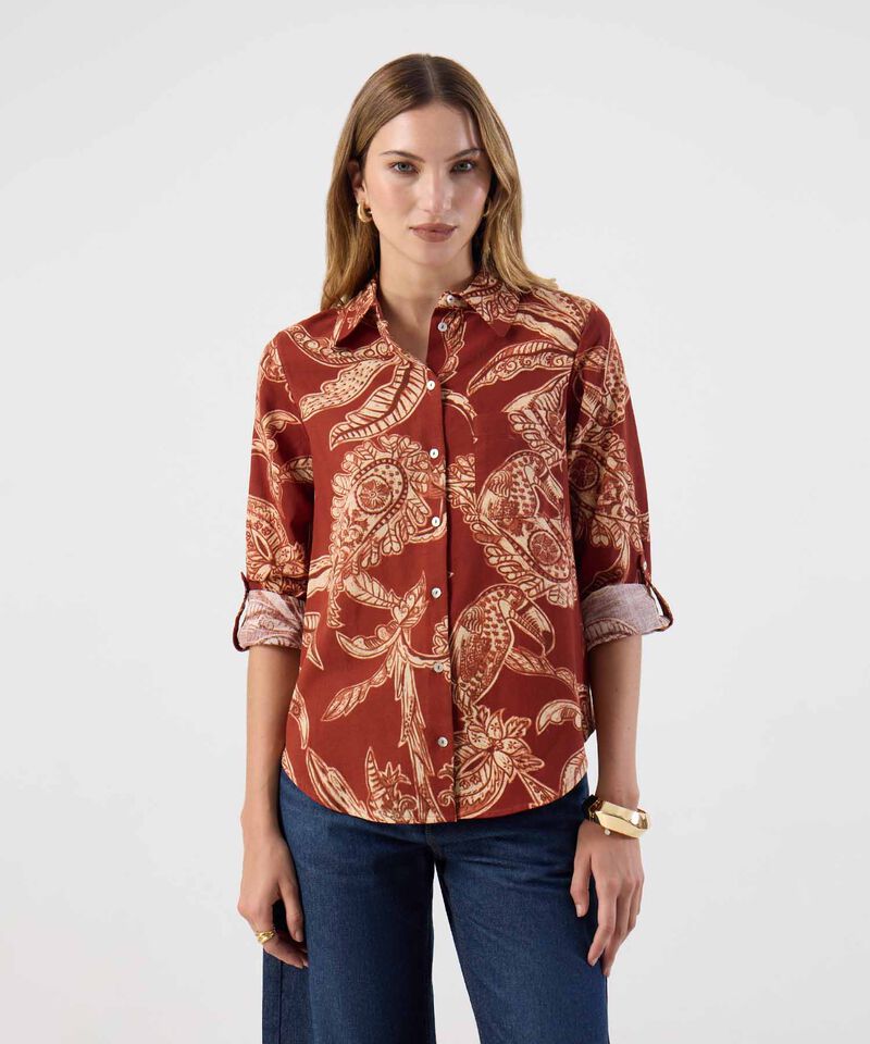 Camisa Ajuste Regular Mangas Recogidas Mujer