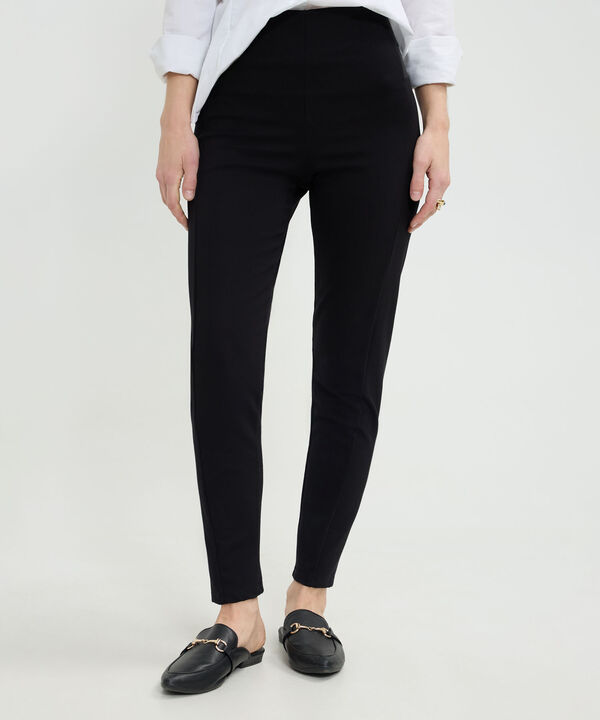 Leggins Unicolor Con Elastico En Costados