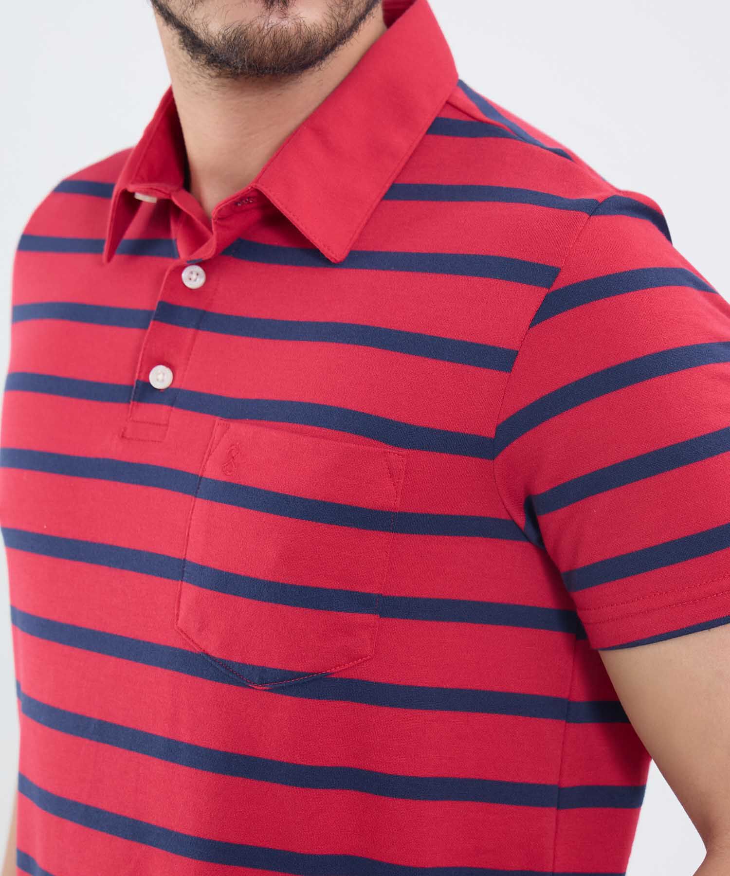 Polo Cuello Duro con Franjas