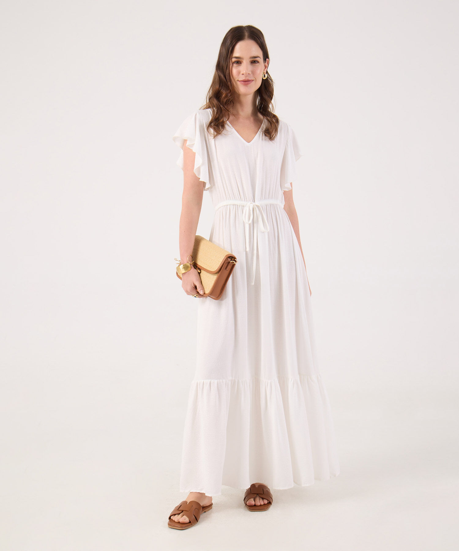 Vestido Unicolor Con Cinta Para Ajustar 