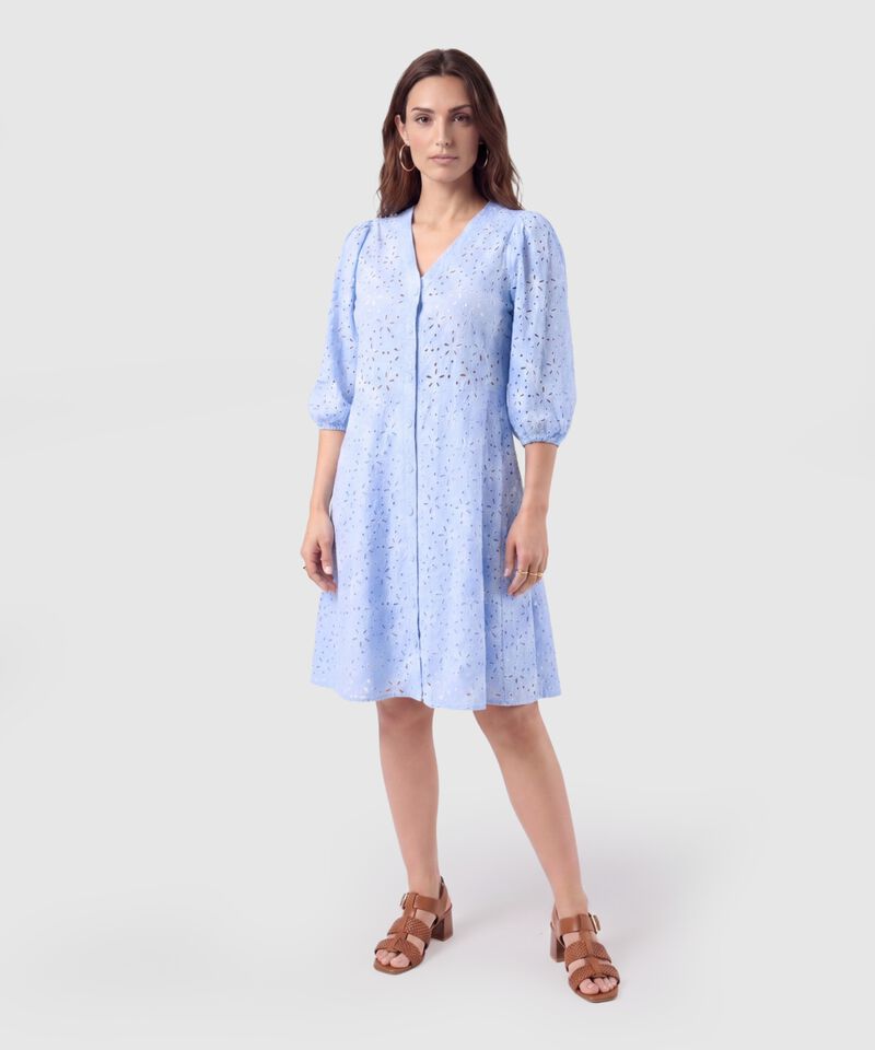 Vestido Corto Bordado Unicolor Para Mujer