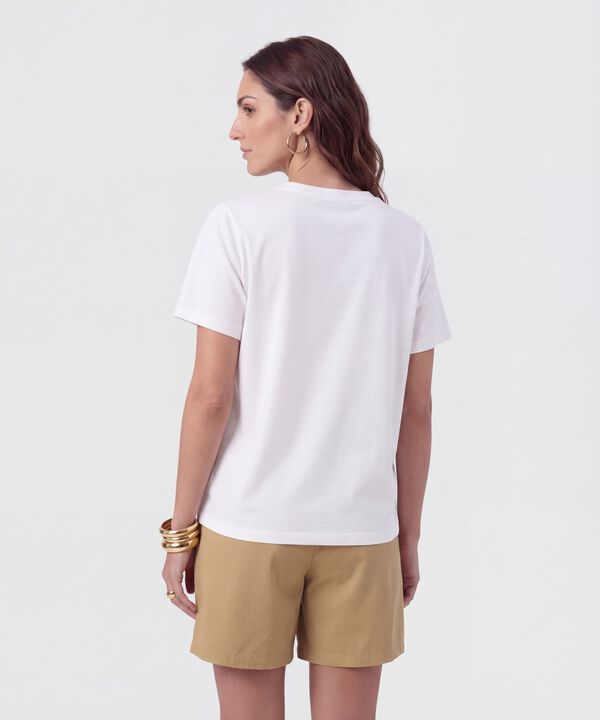 Camiseta B&aacute;sica Con Estampado Metalizado Para Mujer