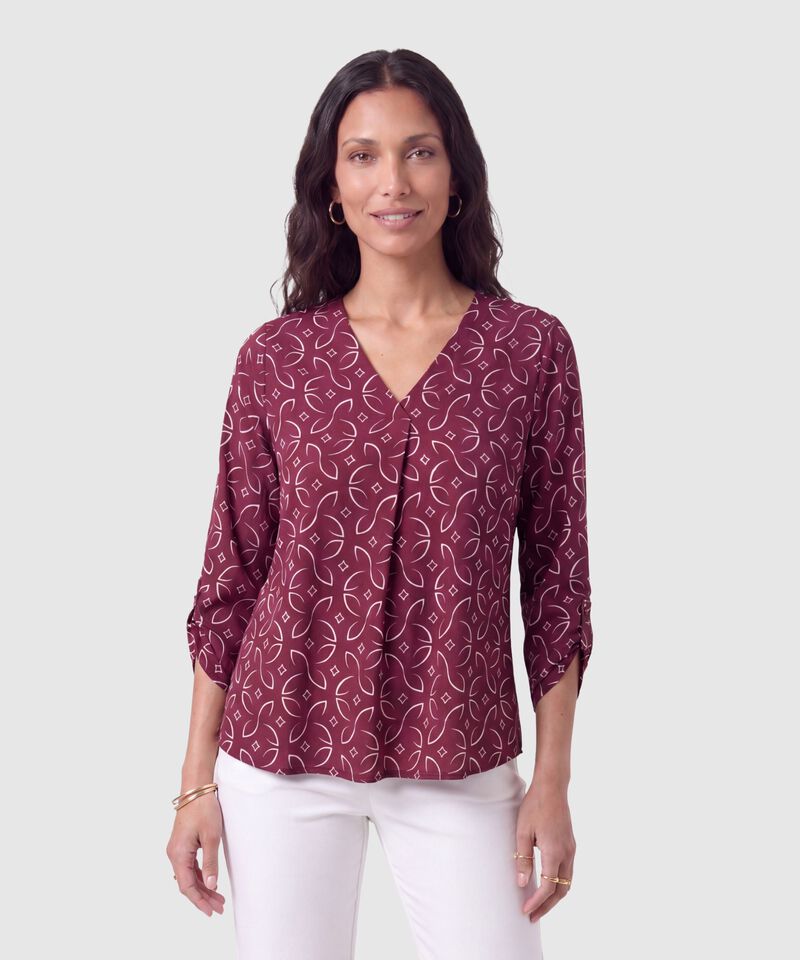 Blusa Manga 3/4 Con Pliegue Para Mujer