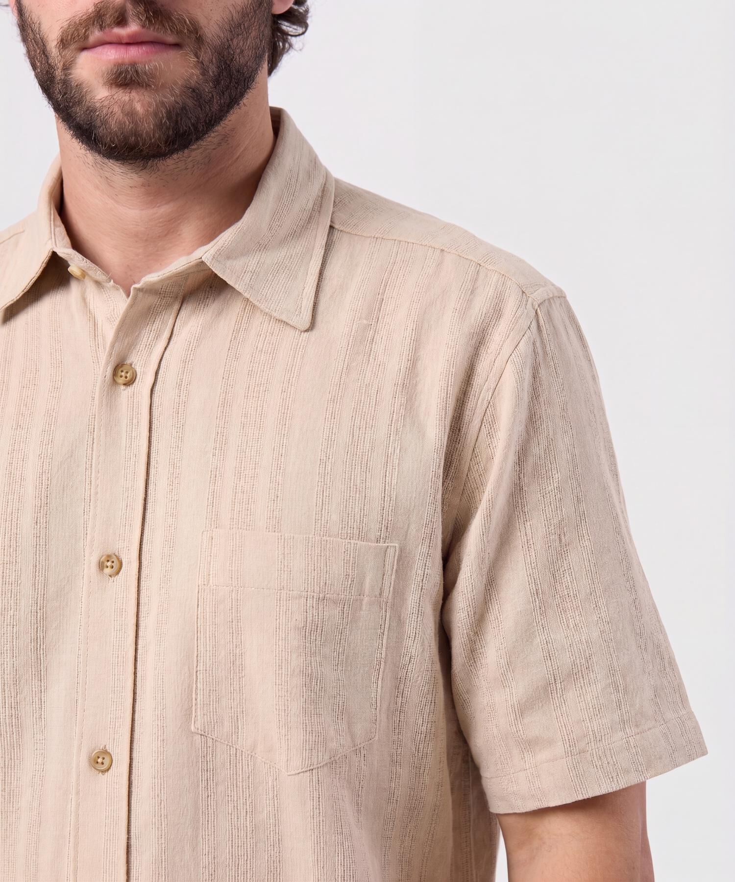 Camisa Manga Corta Texturizada Para Hombre