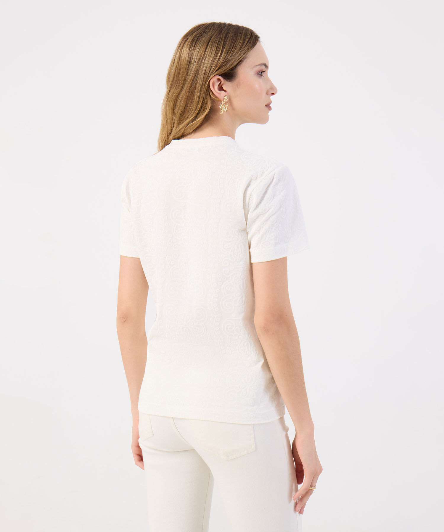 Camiseta Mujer Texturizada Manga Corta