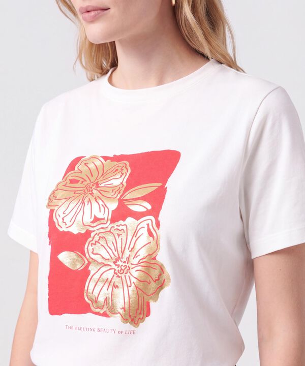 Camiseta B&aacute;sica Con Estampado Metalizado Para Mujer