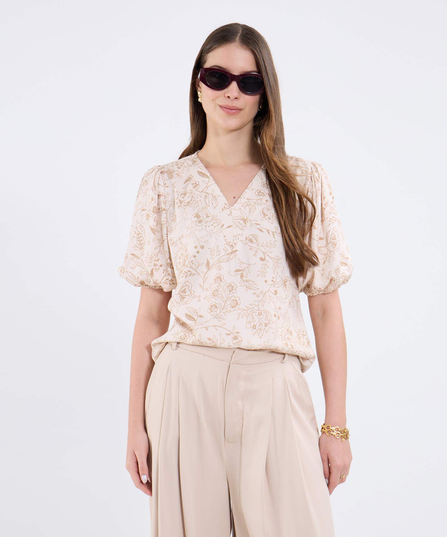 Blusa Estampada Cuello V