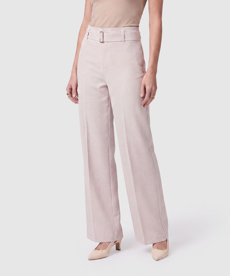Pantal&oacute;n De Corte Recto Con Cintur&oacute;n Mujer