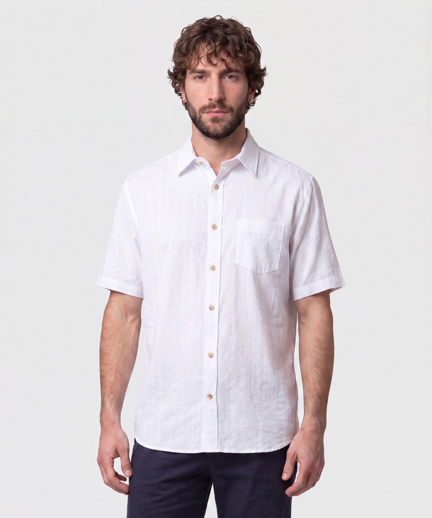 Camisa Manga Corta Texturizada Para Hombre