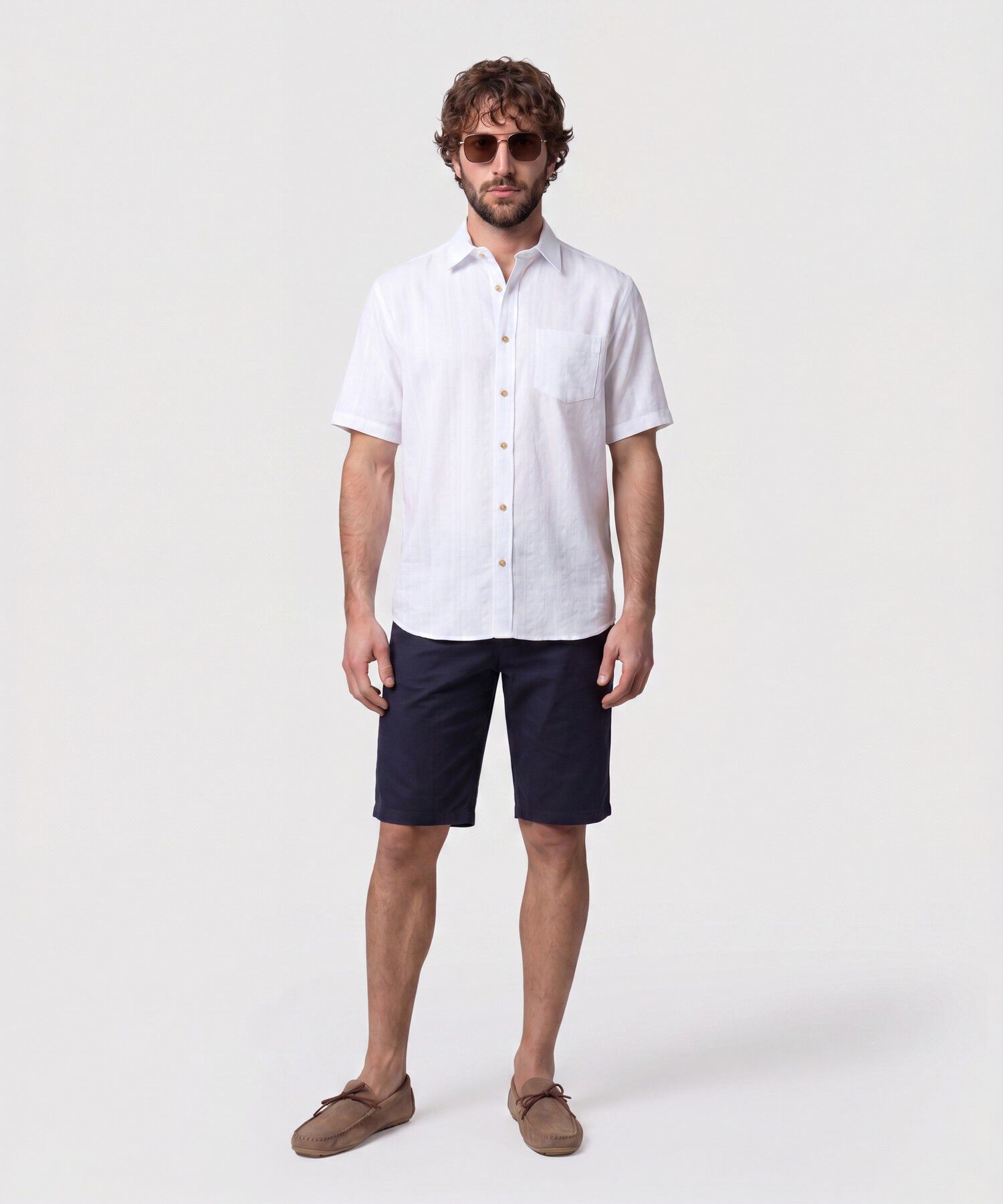 Camisa Manga Corta Texturizada Para Hombre