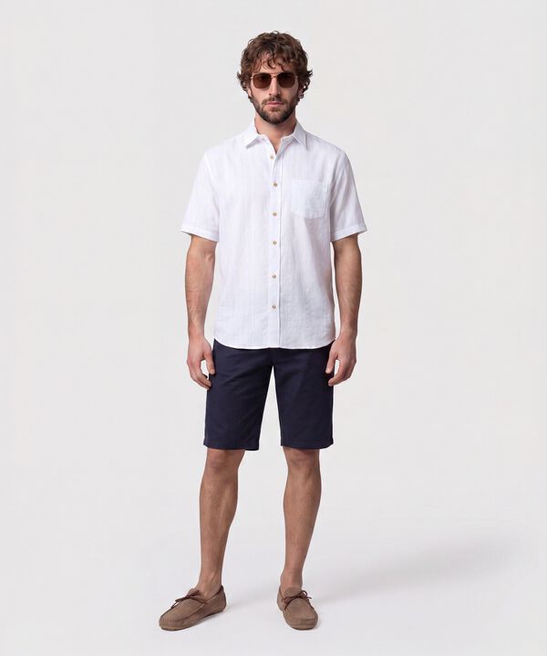 Camisa Manga Corta Texturizada Para Hombre