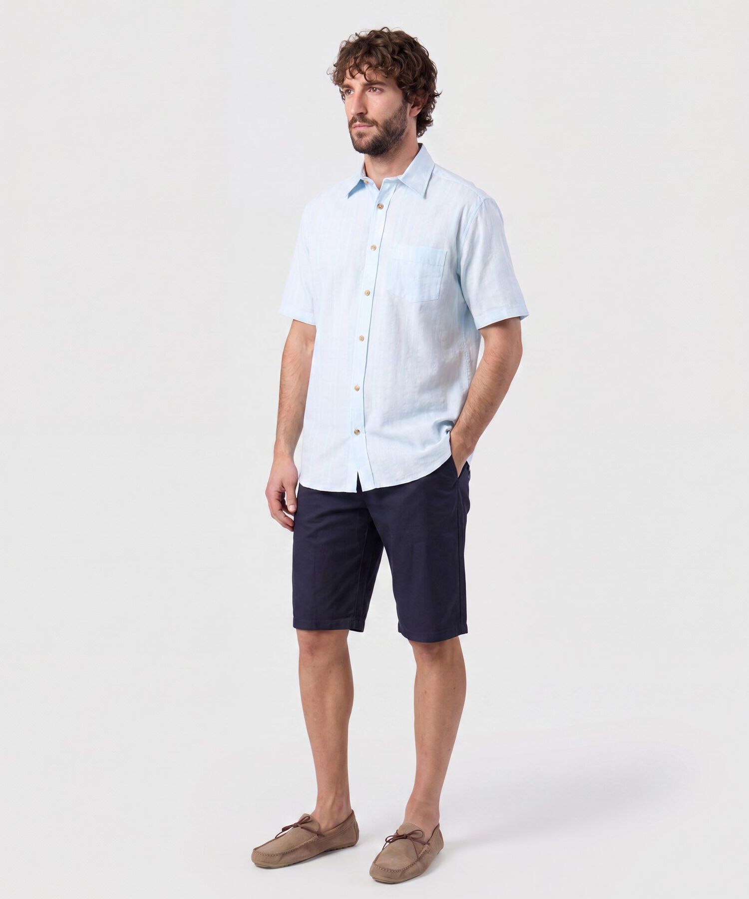 Camisa Manga Corta Texturizada Para Hombre