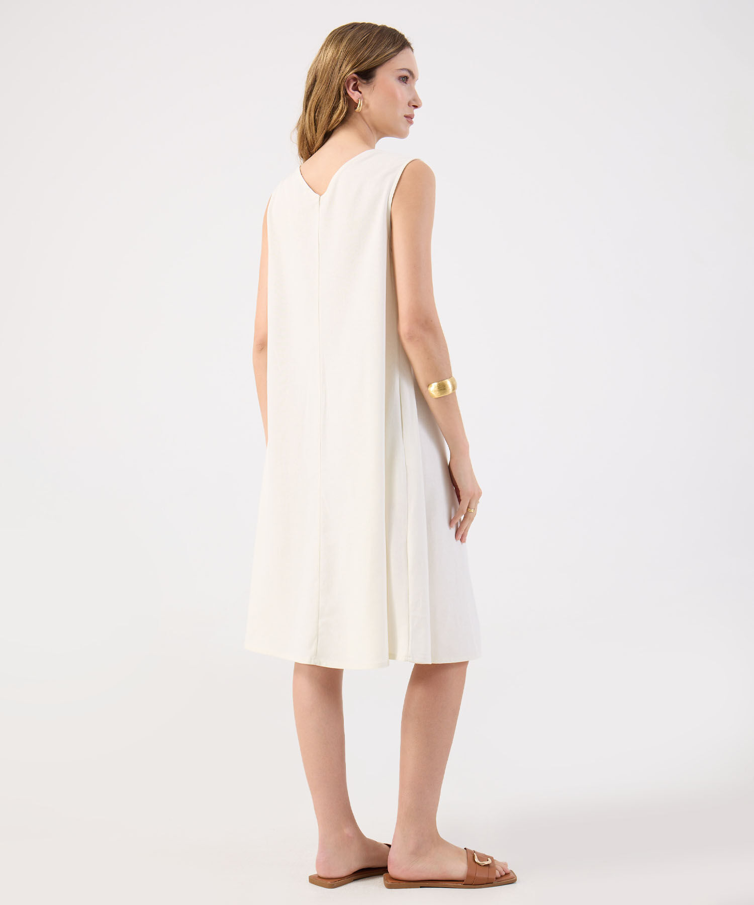 Vestido Corto Liso Mujer Escote V Sin Mangas