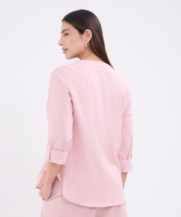 Blusa manga larga unicolor para mujer