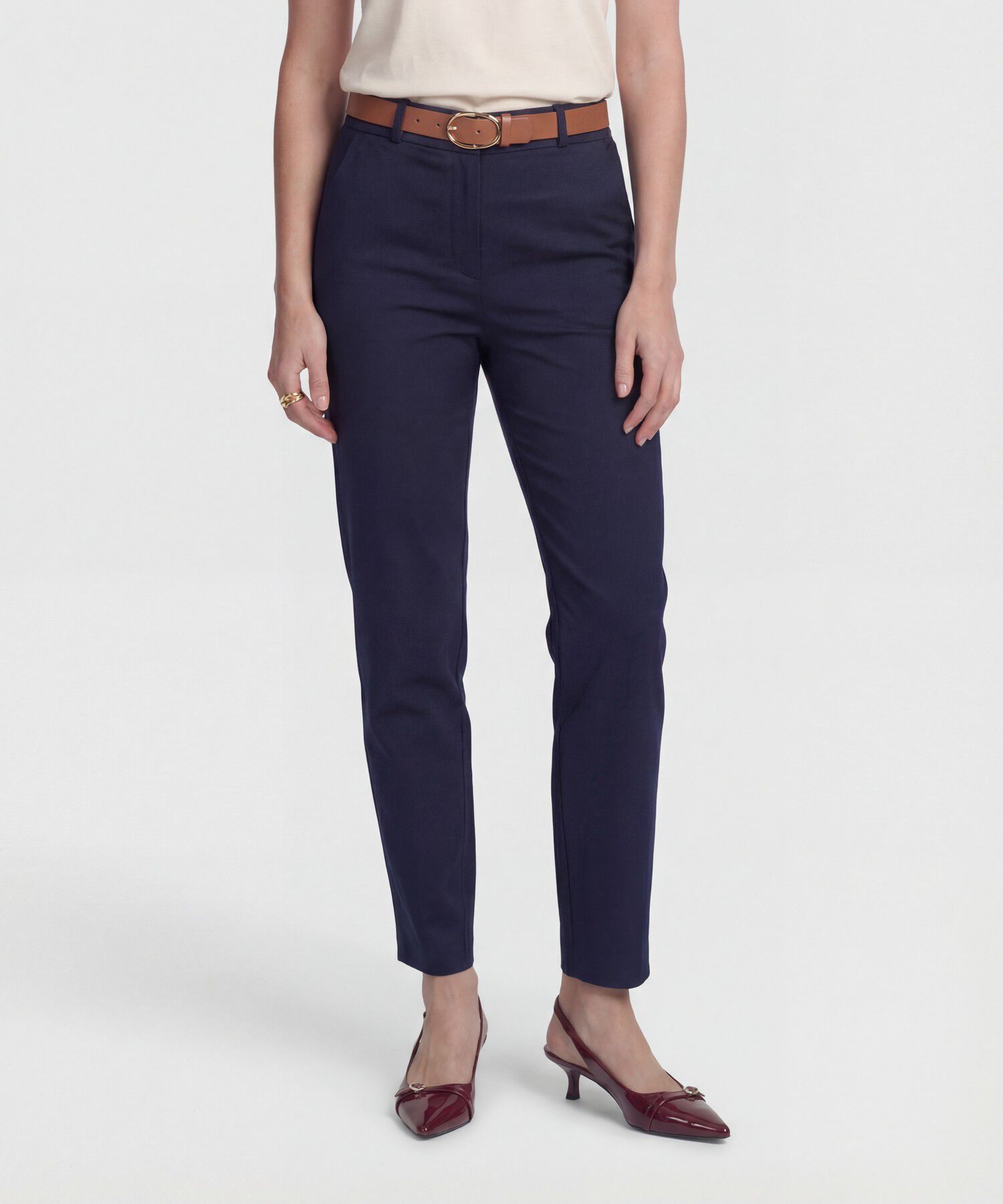 Pantal&oacute;n Unicolor Tipo Chino Para Mujer