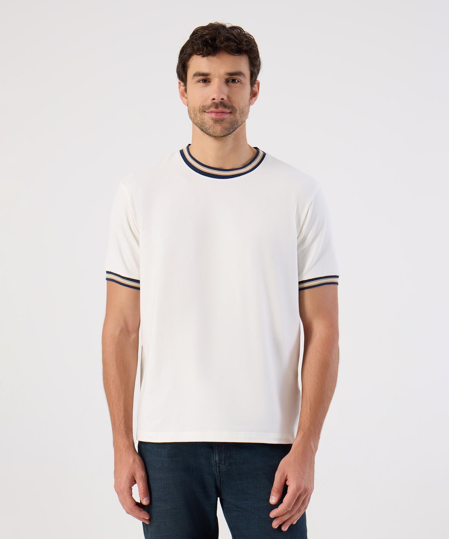 Camiseta Con Rib En Contraste Para Hombre