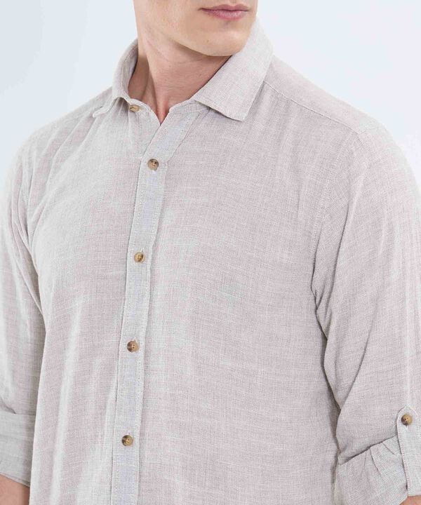 Camisa manga larga unicolor para hombre