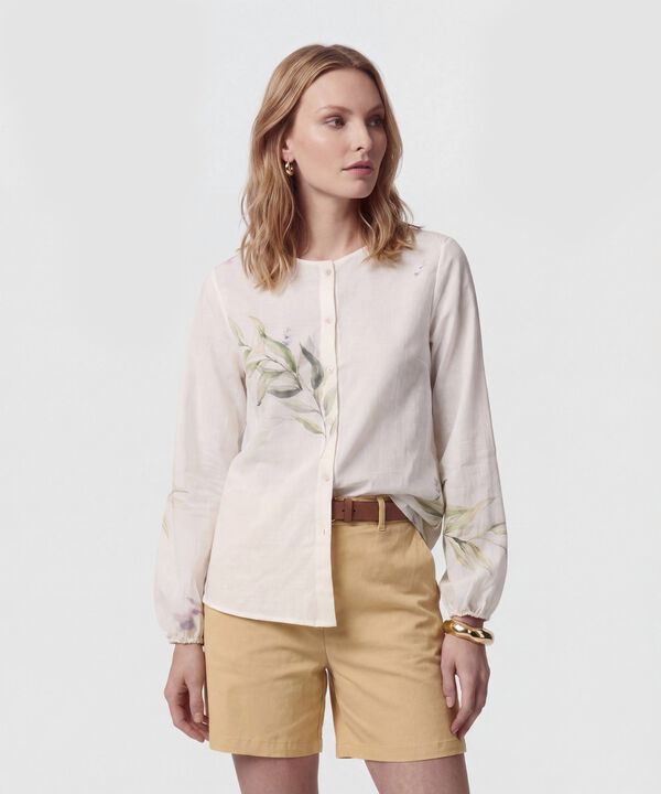 Blusa Con Cuello Redondo Y Manga Larga Mujer image number null