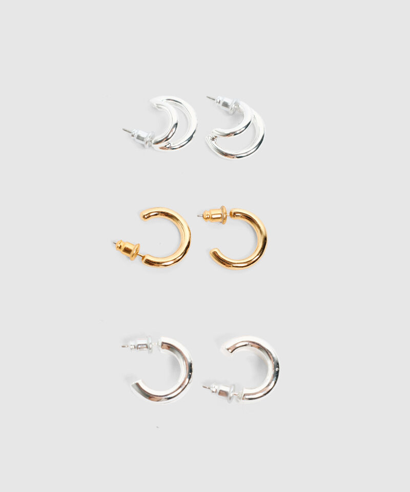 Set Aretes x3 Argollas para Mujer