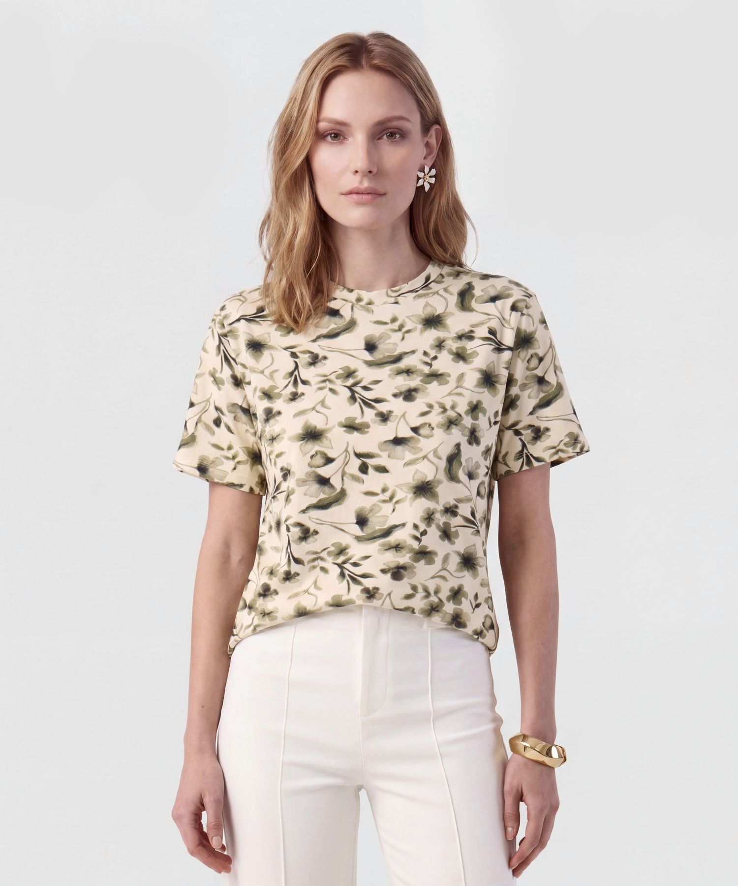 Camiseta Cuello Redondo De Silueta Recta Mujer