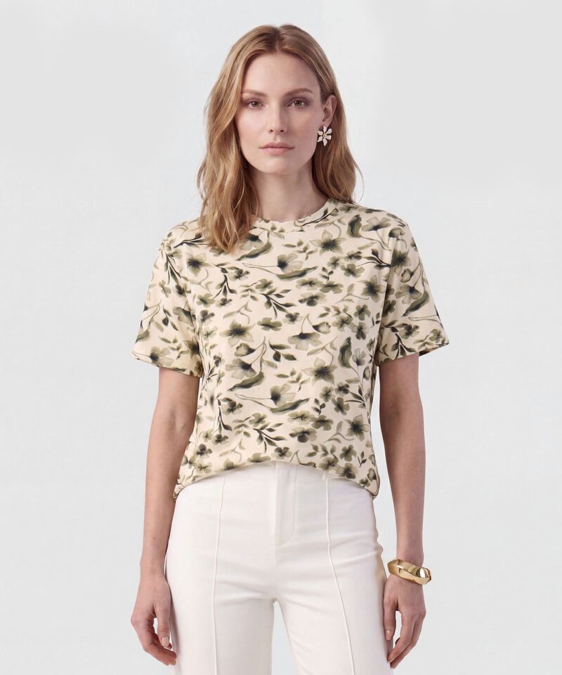 Camiseta Cuello Redondo De Silueta Recta Mujer