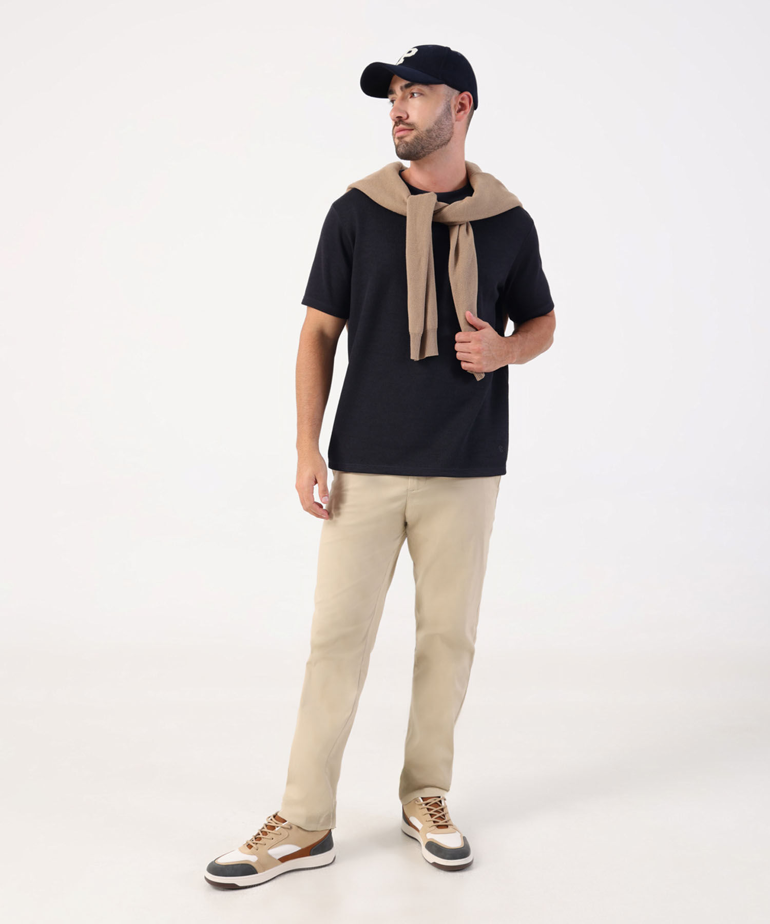 Camiseta Texturizada De Cuello Redondo Para Hombre