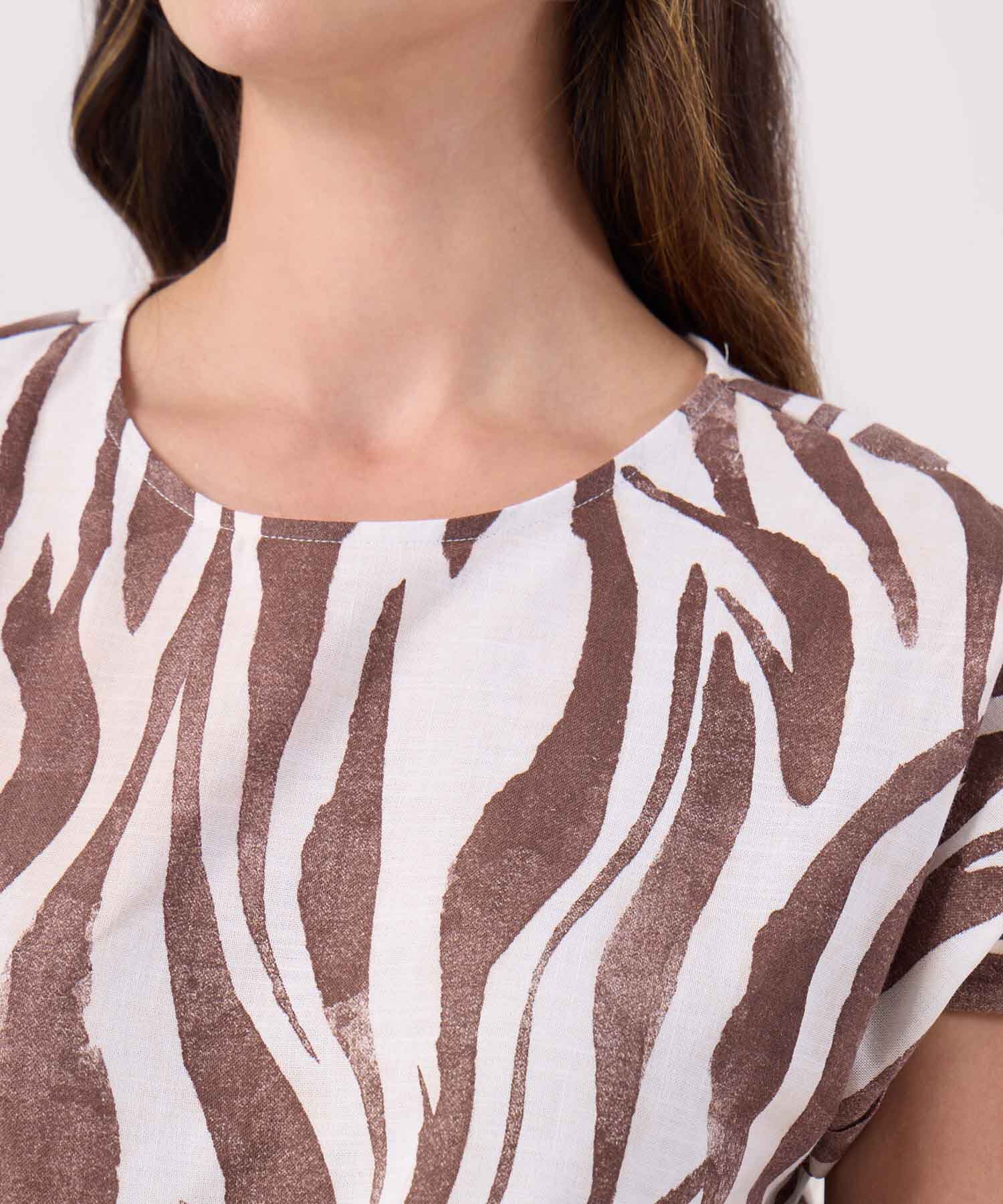 Blusa Estampada Cuello Redondo 