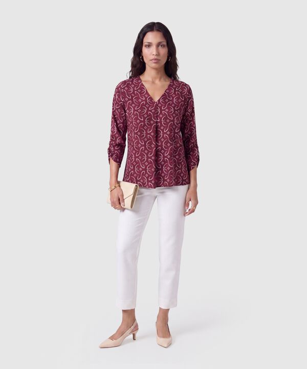 Blusa Manga 3/4 Con Pliegue Para Mujer