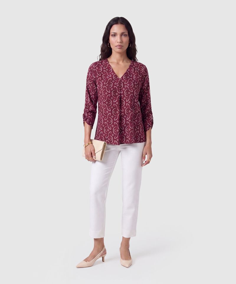 Blusa Manga 3/4 Con Pliegue Para Mujer