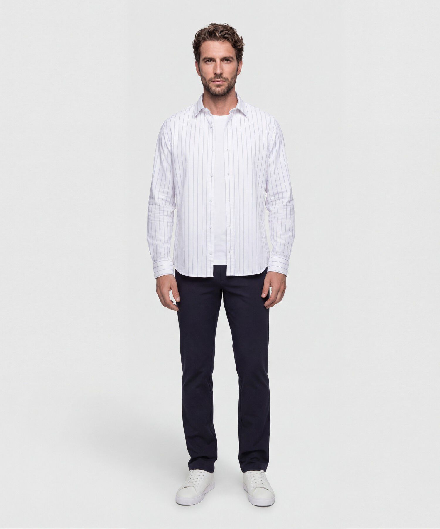 Camisa Hombre Manga Larga A Rayas