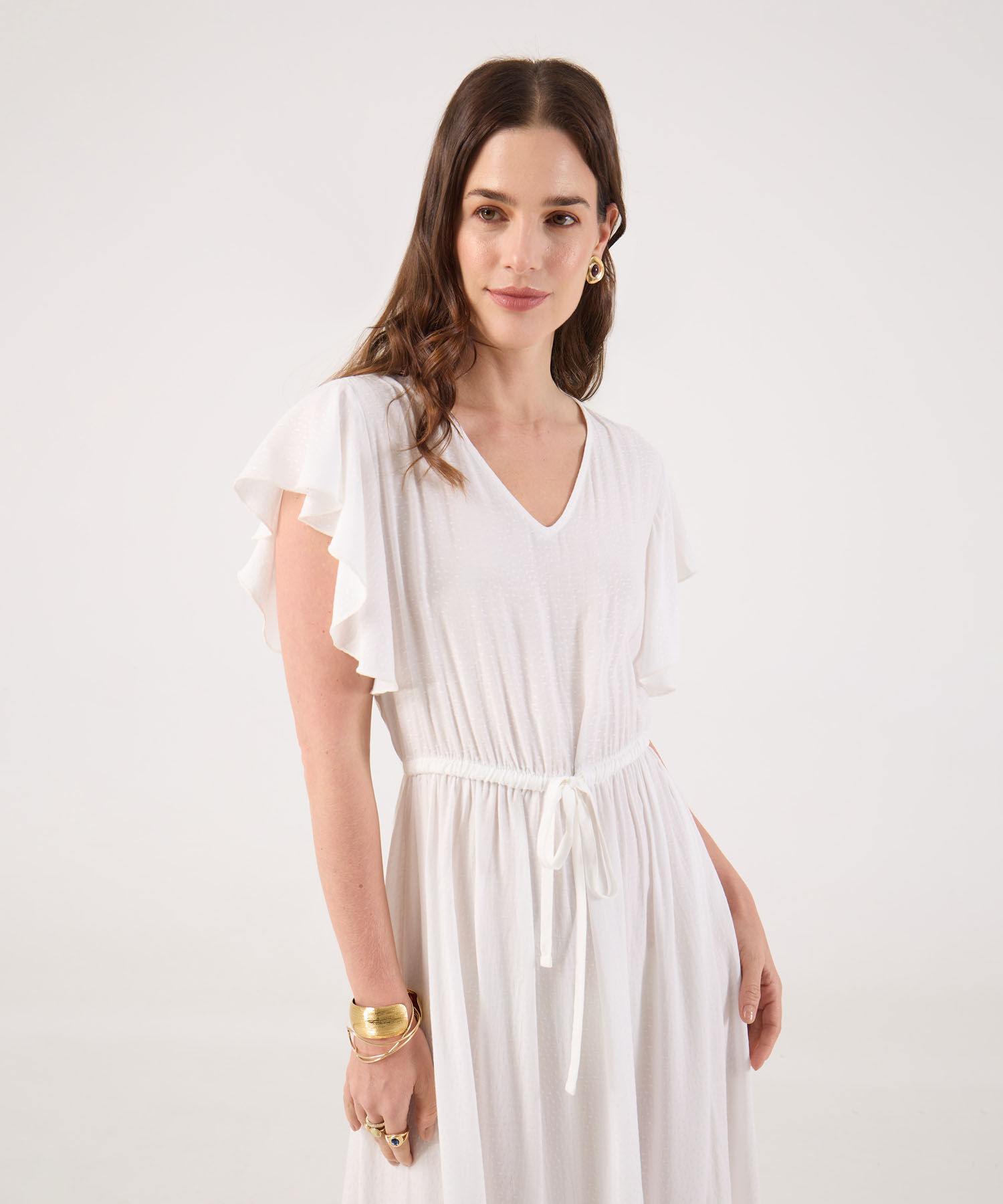 Vestido Unicolor Con Cinta Para Ajustar 