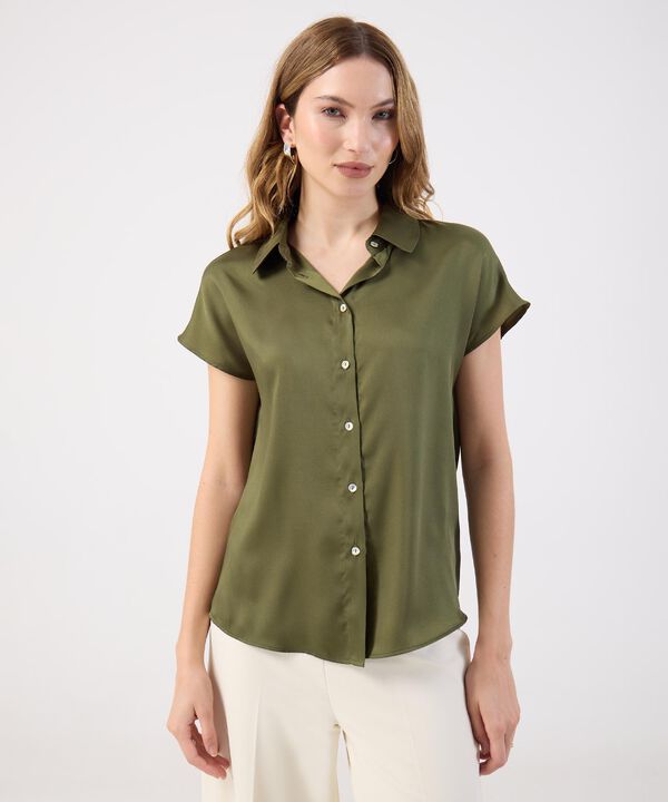 Blusa Verde Manga Corta Mujer image number null