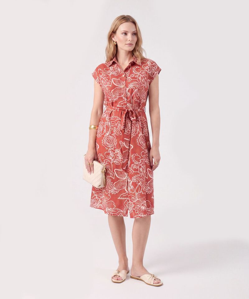 Vestido Camisero Midi Con Cintur&oacute;n De Lazo Mujer