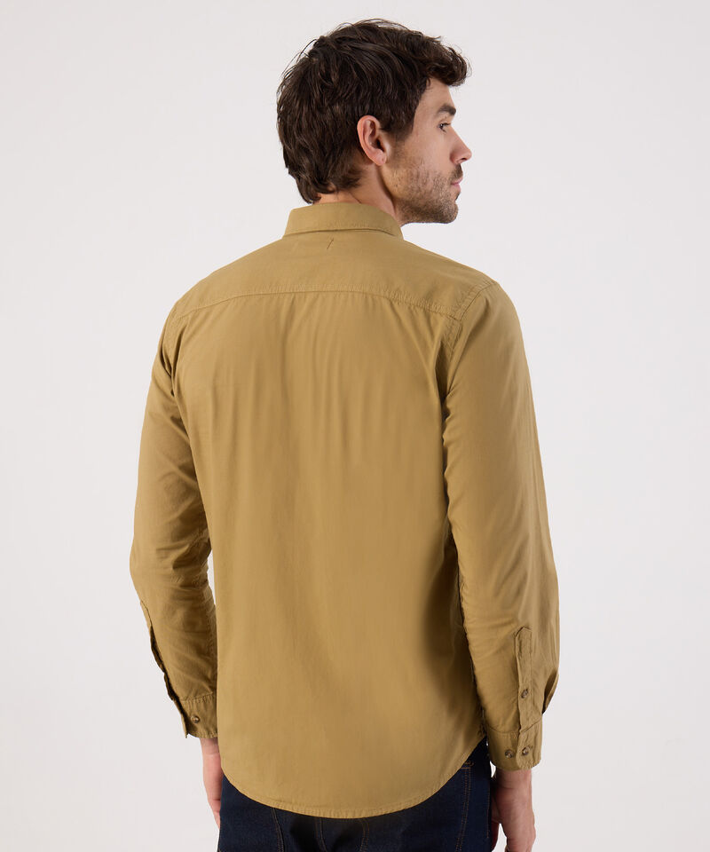 Camisa Manga Larga Con Bolsillo Para Hombre