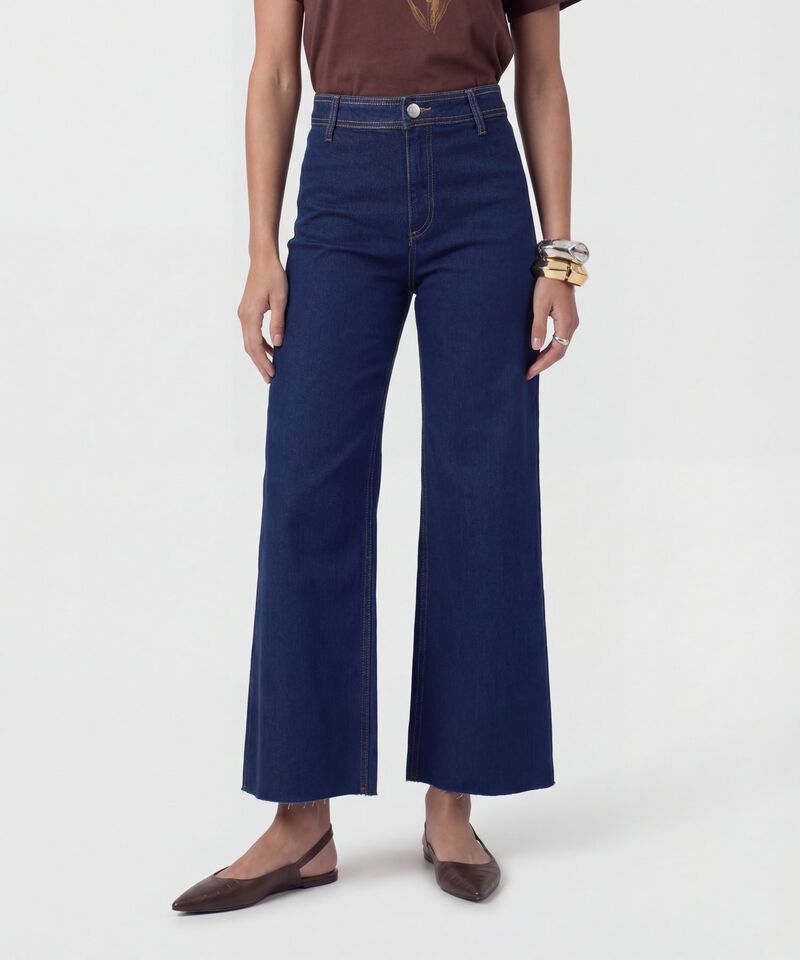 Jeans Culotte Con Ruedo Desflecado Mujer