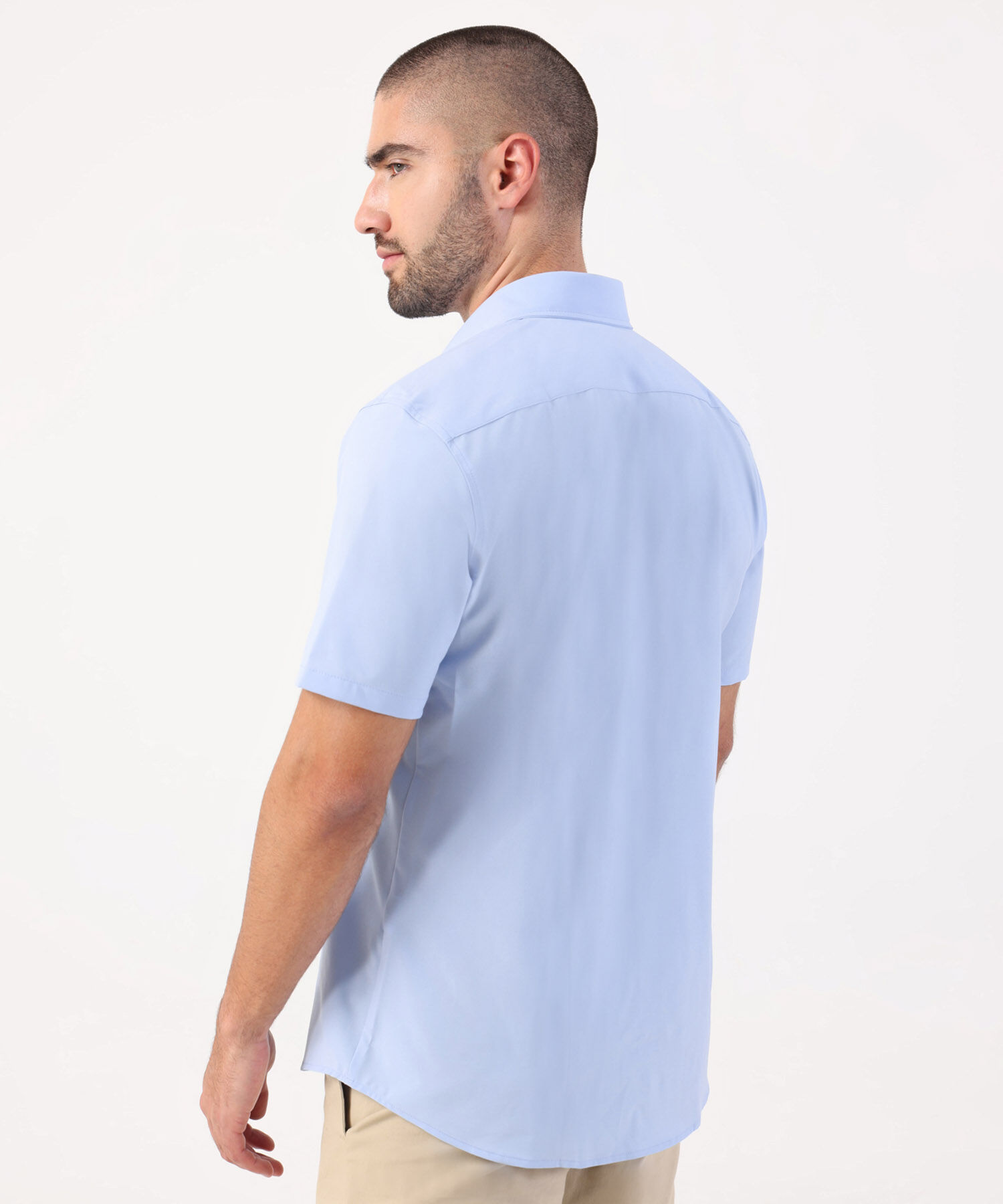 Camisa Formal Manga Corta Para Hombre, AzulClaro, hi-res
