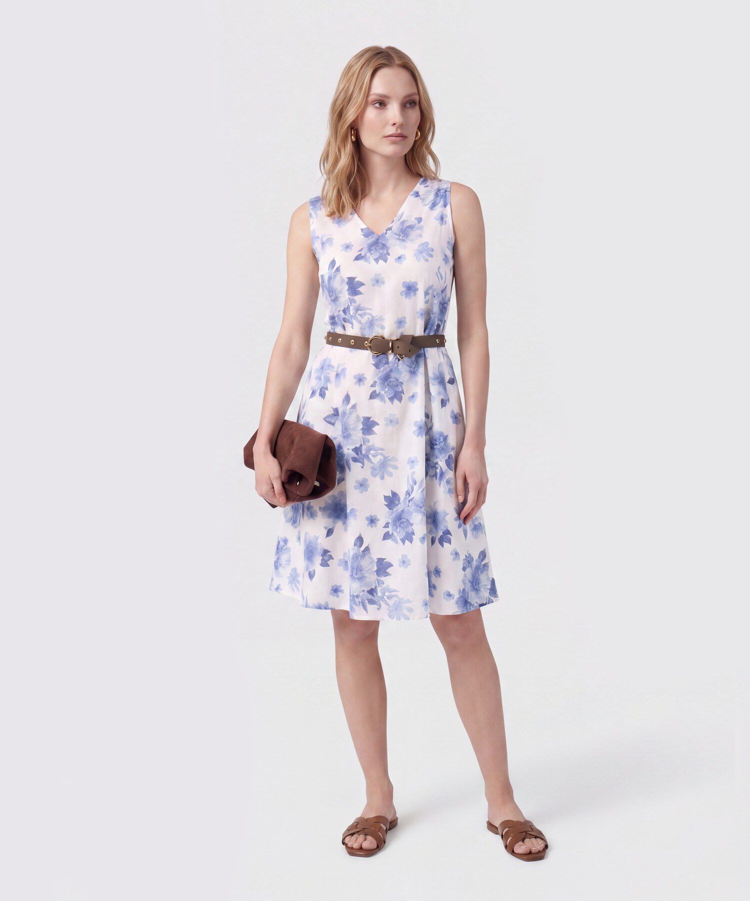Vestido Midi Con Cintur&oacute;n Mujer