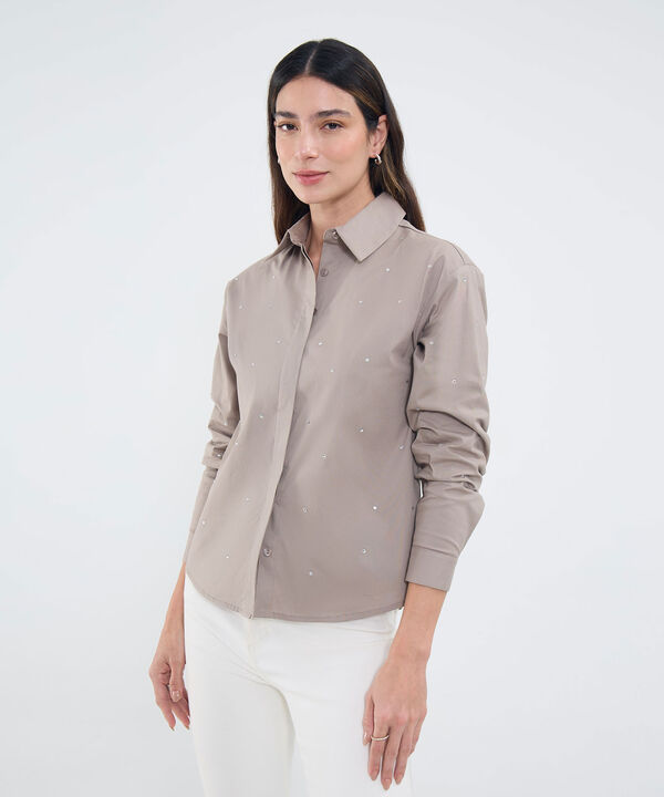 Camisa Manga Larga Con Pedrer&iacute;a image number null